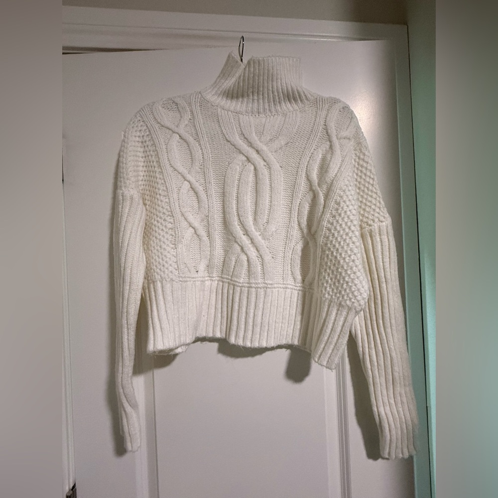 Express Cream Cable Knit Turtleneck Sweater